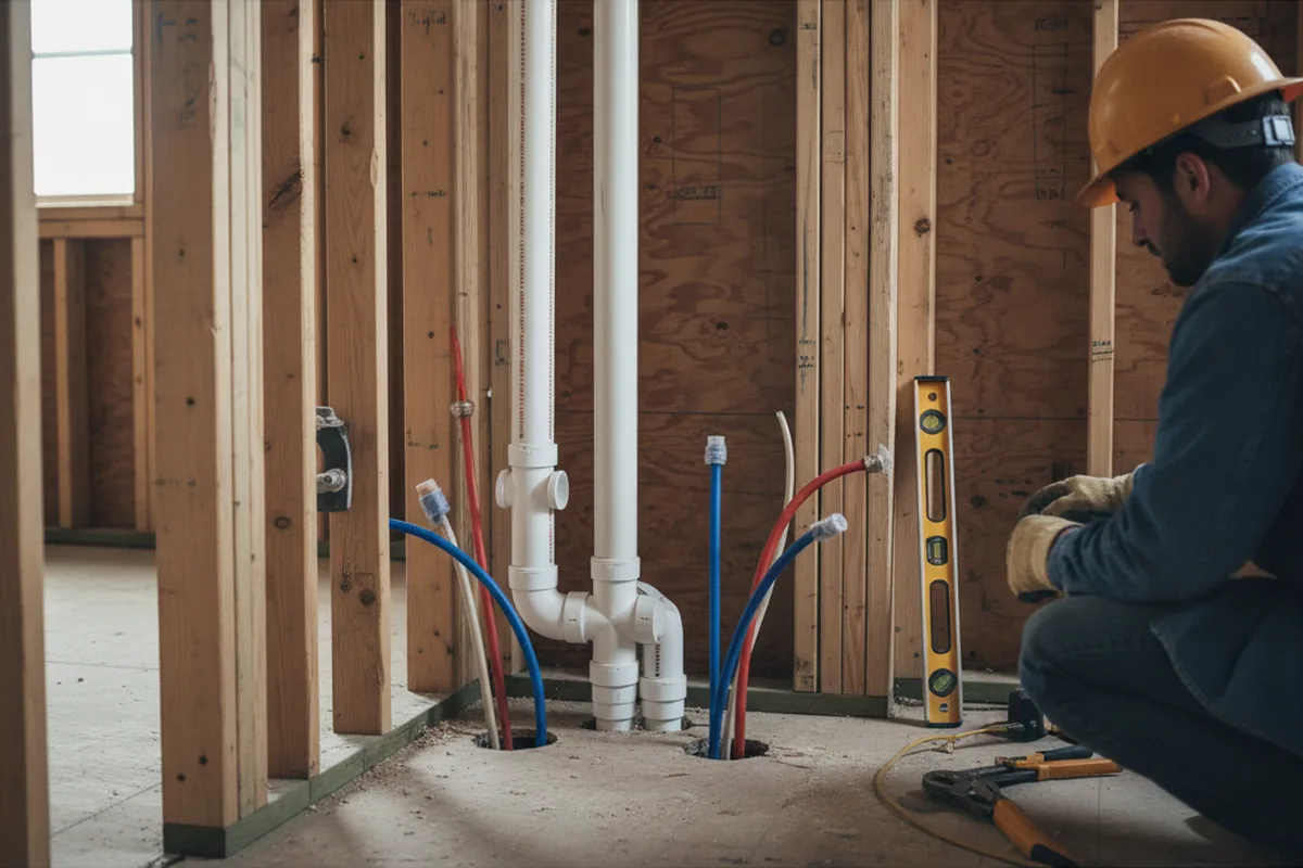 Drain and supply rough-in during Sump Pump Repair in South Carver